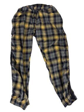 MAJOR THREADS Yellow Plaid Pants Grunge Cyber Punk Skater Streetwear XL